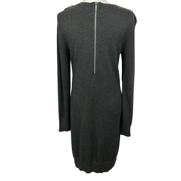 MICHAEL Michael KORS Women’s Sweater Dress Medium Gray Gothic Stud Embellishment - Picture 4 of 16